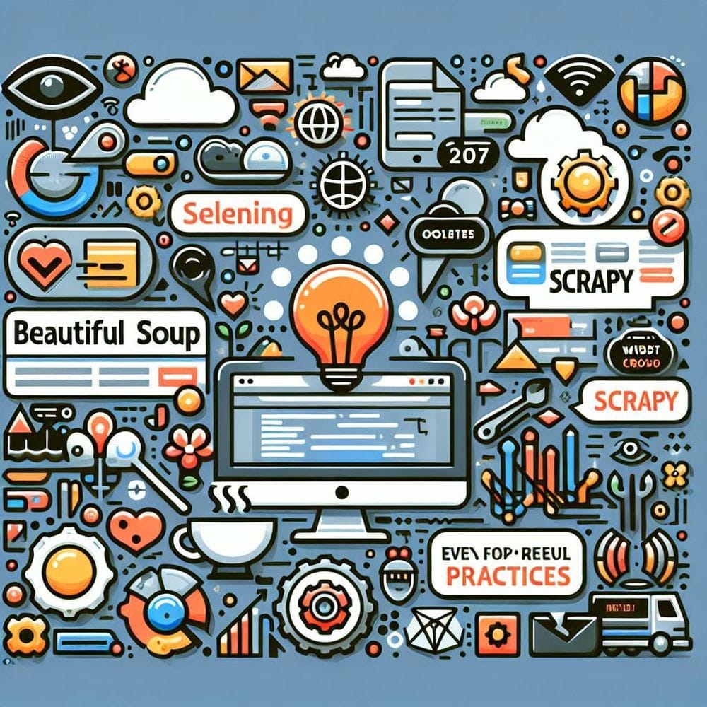 Eine von KI erstellte Illustration eines Computers und verschiedener Objekte, die praktische Tipps darstellen
